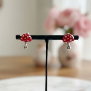 Red Mushroom Stud Earrings